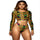 African Print Swimwear Thong Bikini Set