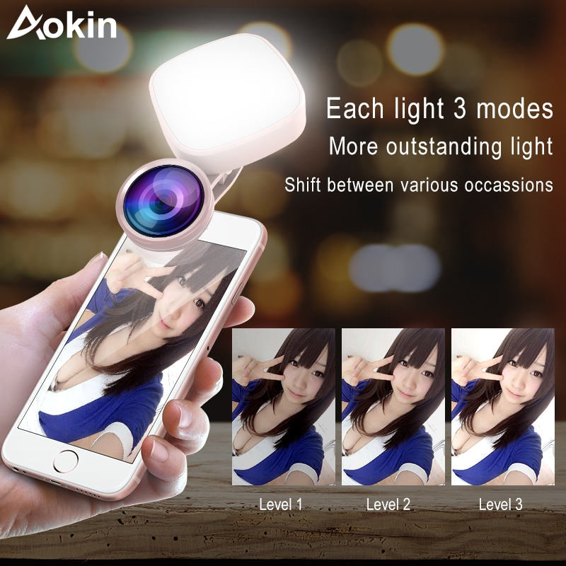 Selfie Ring Light with HD 3 in 1 Fisheye
