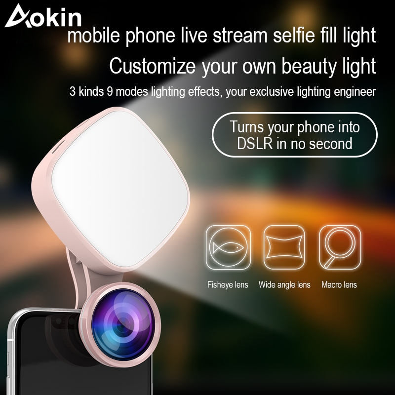 Selfie Ring Light with HD 3 in 1 Fisheye